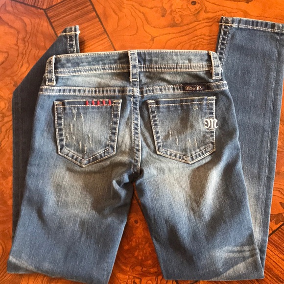 Miss Me Girls Skinny NWT patch work medium blue - Picture 4 of 8